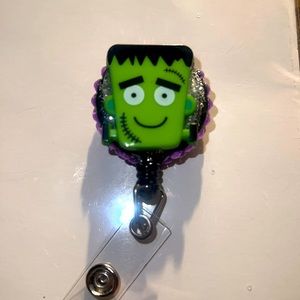 Halloween Frankenstein badge reel handle made 1.5 inches round